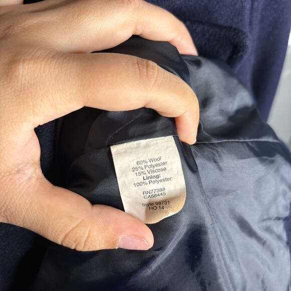 J. Crew Factory Classic Wool Pea Coat Navy Blue Size 0 - Picture 4 of 4